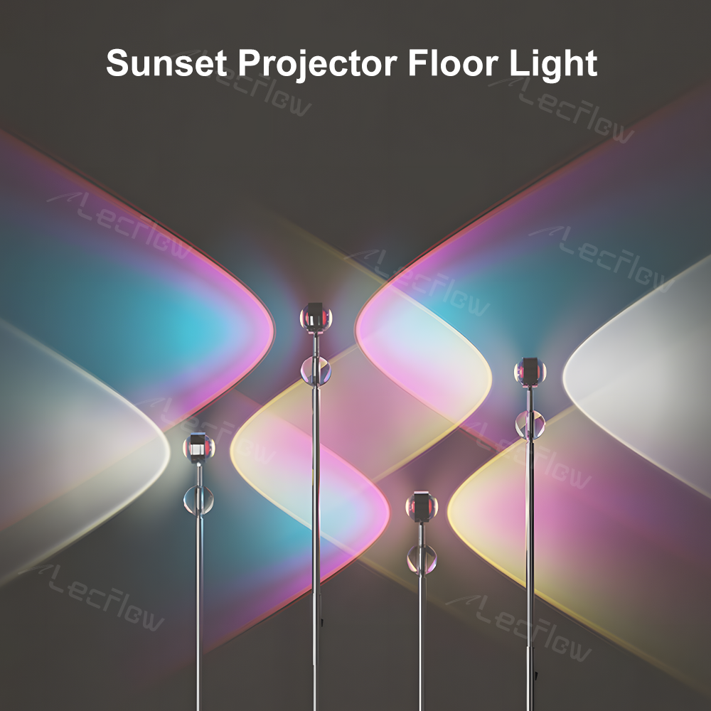 Adjustable Sunset Projector Light Double-sided LED Floor Lamp for Living Room/Bedroom Decor