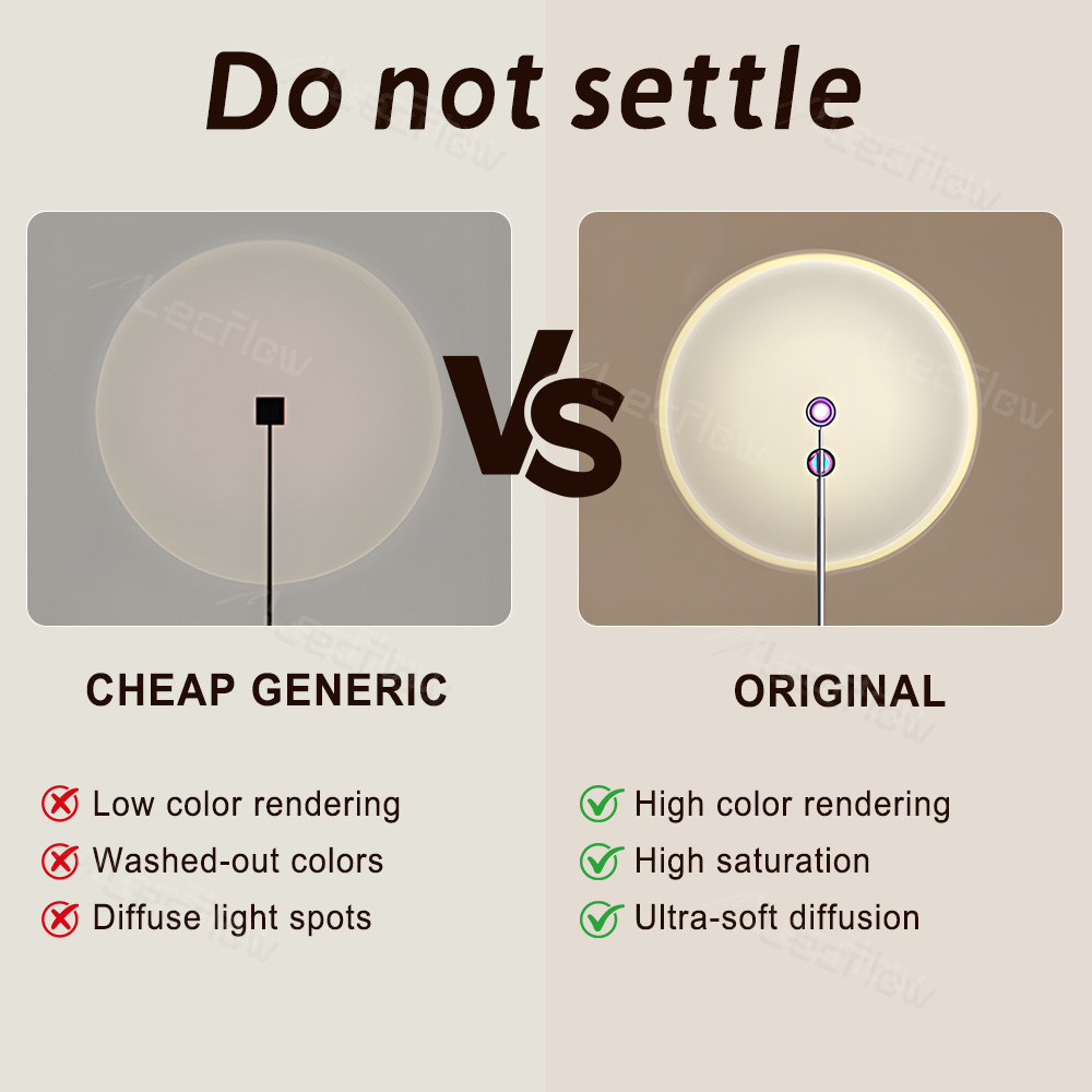 Adjustable Sunset Projector Light Double-sided LED Floor Lamp for Living Room/Bedroom Decor