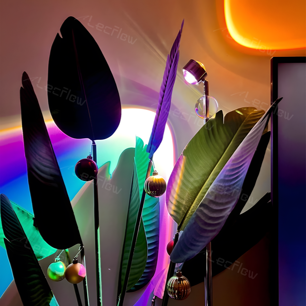 Adjustable Sunset Projector Light Double-sided LED Floor Lamp for Living Room/Bedroom Decor