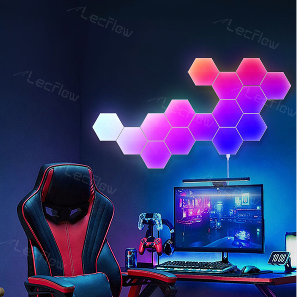 RGBIC Hexagon Light Panels LED Gaming Wall Lights DIY Geometry for Gaming Room/Living Room/Bedroom Decor