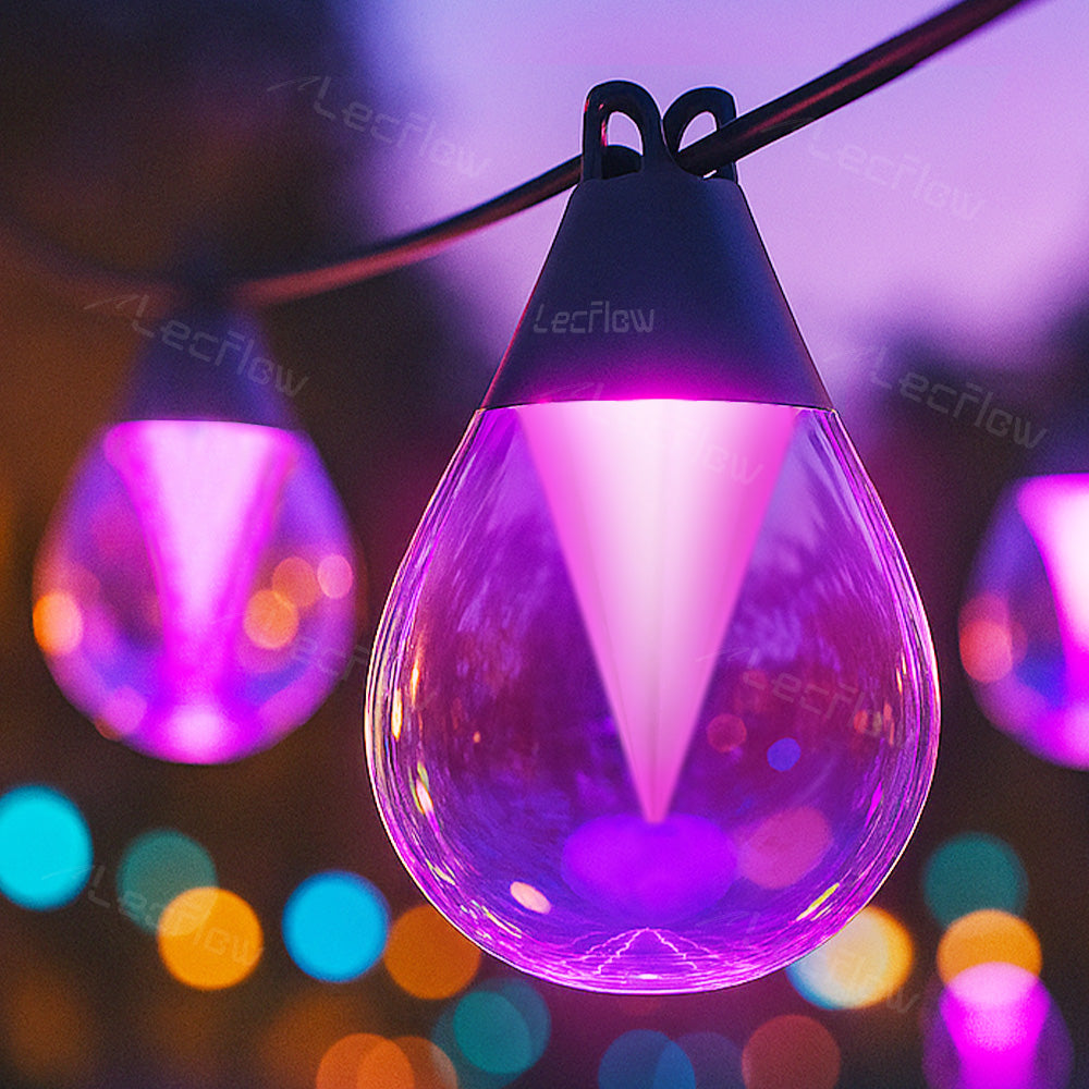 Outdoor Clear Bulb String Lights RGBICW Color Changing LED Patio Lights for Backyard/Balcony