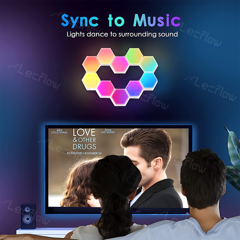 RGBIC Hexagon Light Panels LED Gaming Wall Lights DIY Geometry for Gaming Room/Living Room/Bedroom Decor