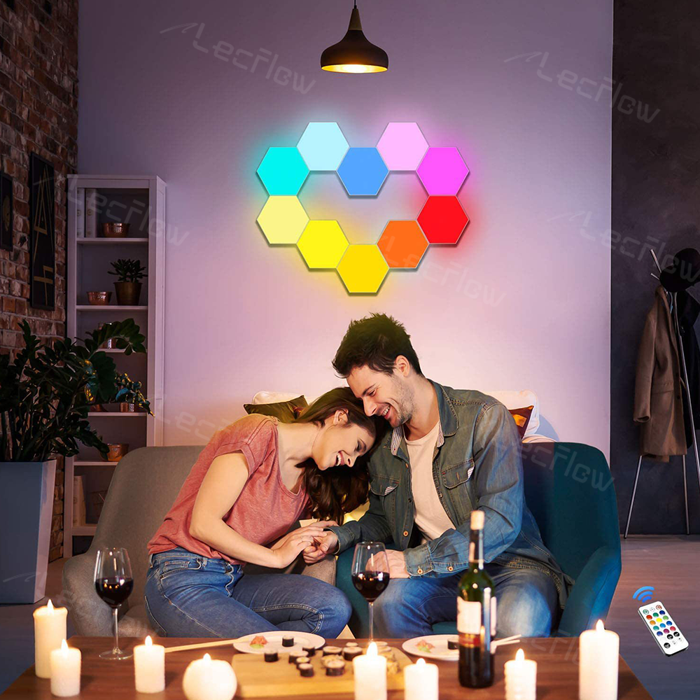 RGBIC Hexagon Light Panels LED Gaming Wall Lights DIY Geometry for Gaming Room/Living Room/Bedroom Decor