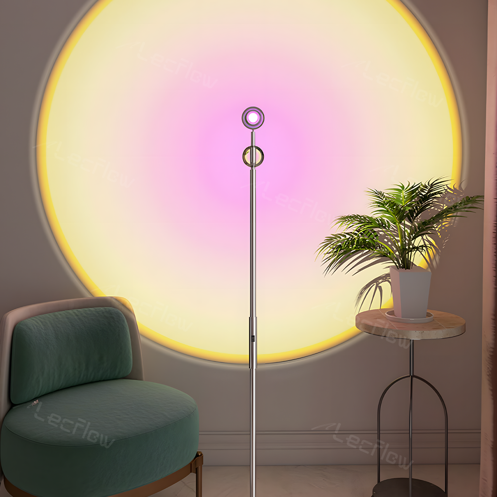 Adjustable Sunset Projector Light Double-sided LED Floor Lamp for Living Room/Bedroom Decor