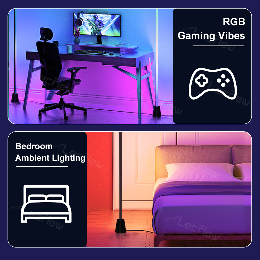 Indoor Smart Corner Floor Lamp RGBICW LED Standing Light for Living Room/Bedroom