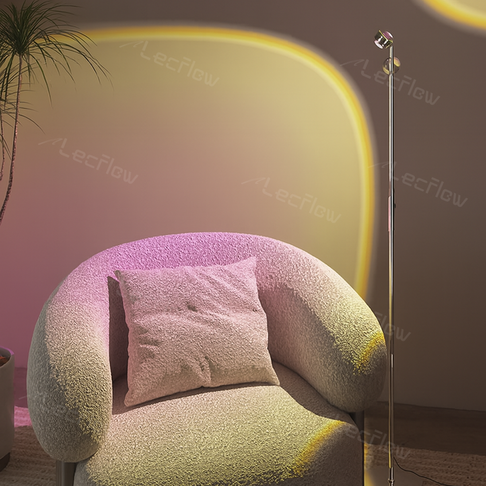 Adjustable Sunset Projector Light Double-sided LED Floor Lamp for Living Room/Bedroom Decor