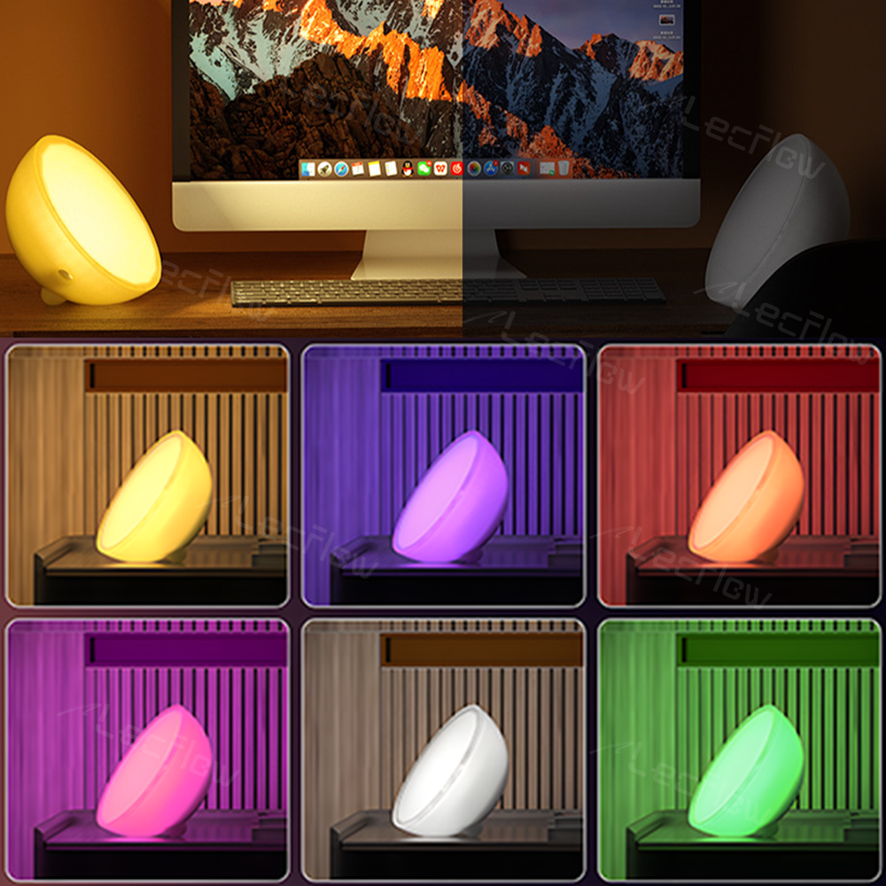 Portable RGBCW Dimmable Table Lamp LED Color-Changing Bowl Night Light Bedside Lamp for Bedroom/Kids’ Room