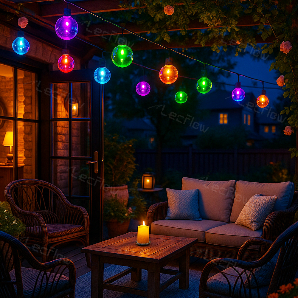 RGBIC Outdoor Bulb String Lights Smart Patio String Lights Weatherproof Garden Lights