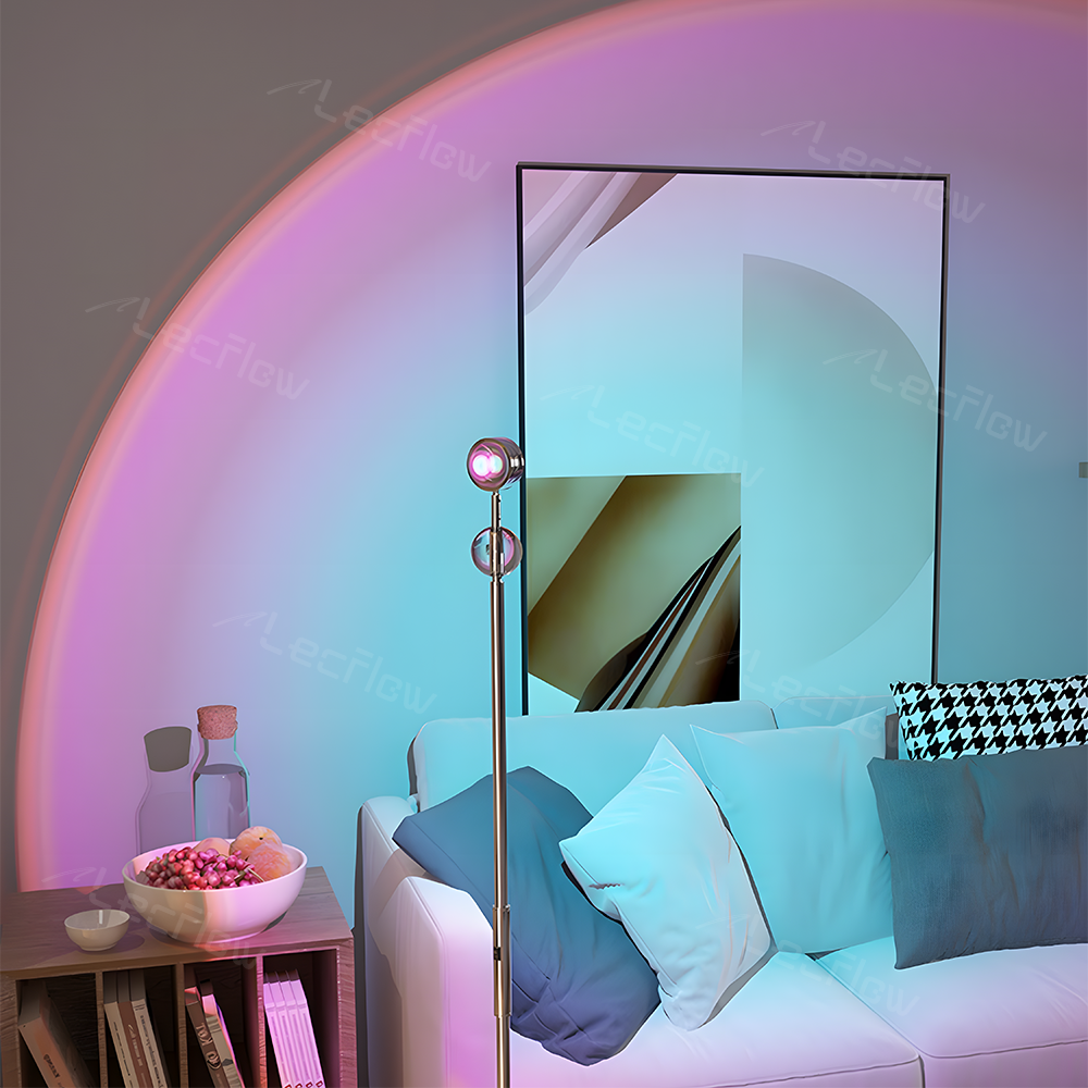 Adjustable Sunset Projector Light Double-sided LED Floor Lamp for Living Room/Bedroom Decor