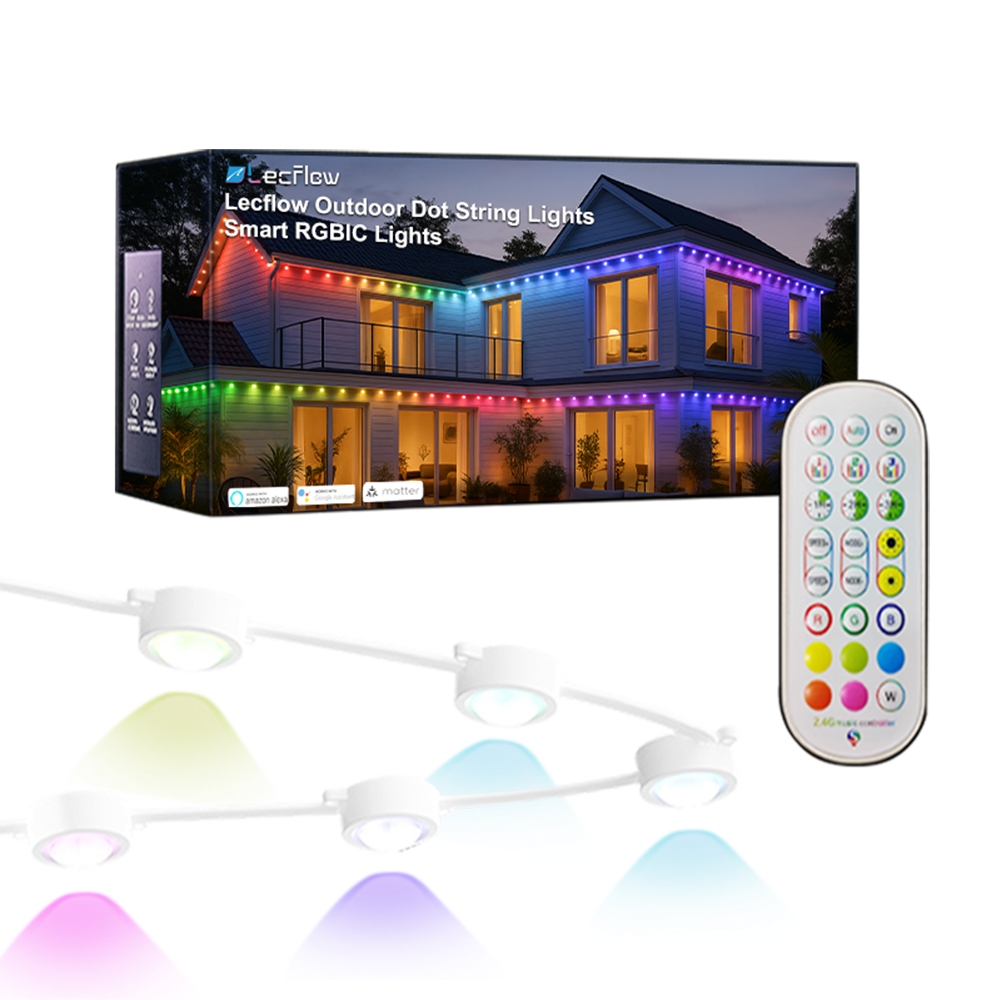 Lecflow Outdoor Dot String Lights Smart RGBIC Lights